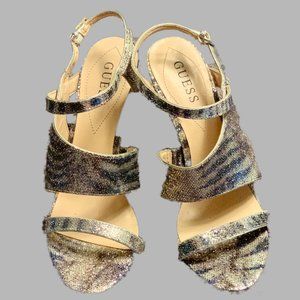 Guess Glitter Strappy Heals NWOT